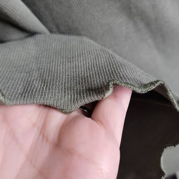 Solid V Neck Long Sleeve Zipper Split Front Knit Top Green Medium - Picture 5 of 12